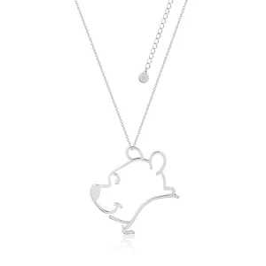 Disney White Gold Plated Winnie The Pooh Open Pendant On 60 7cm Chain Shiels