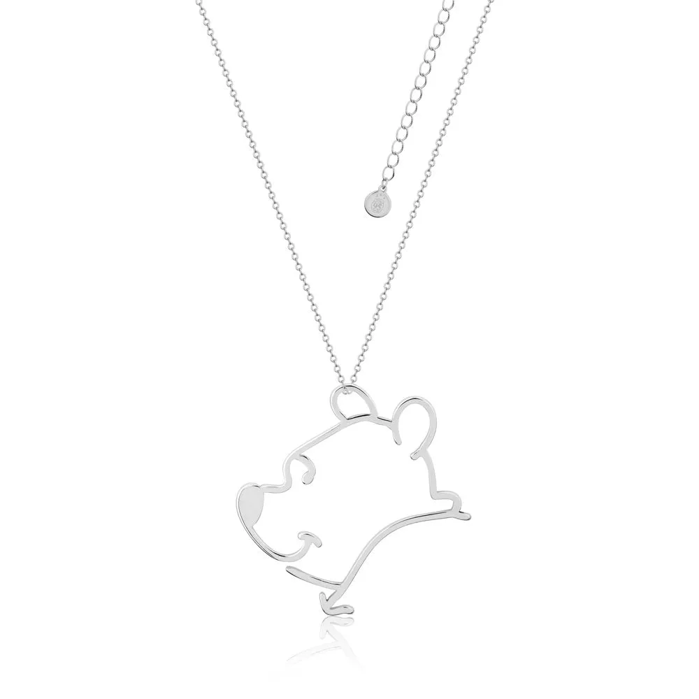 Disney White Gold Plated Winnie The Pooh Open Pendant On 60 7cm Chain Shiels