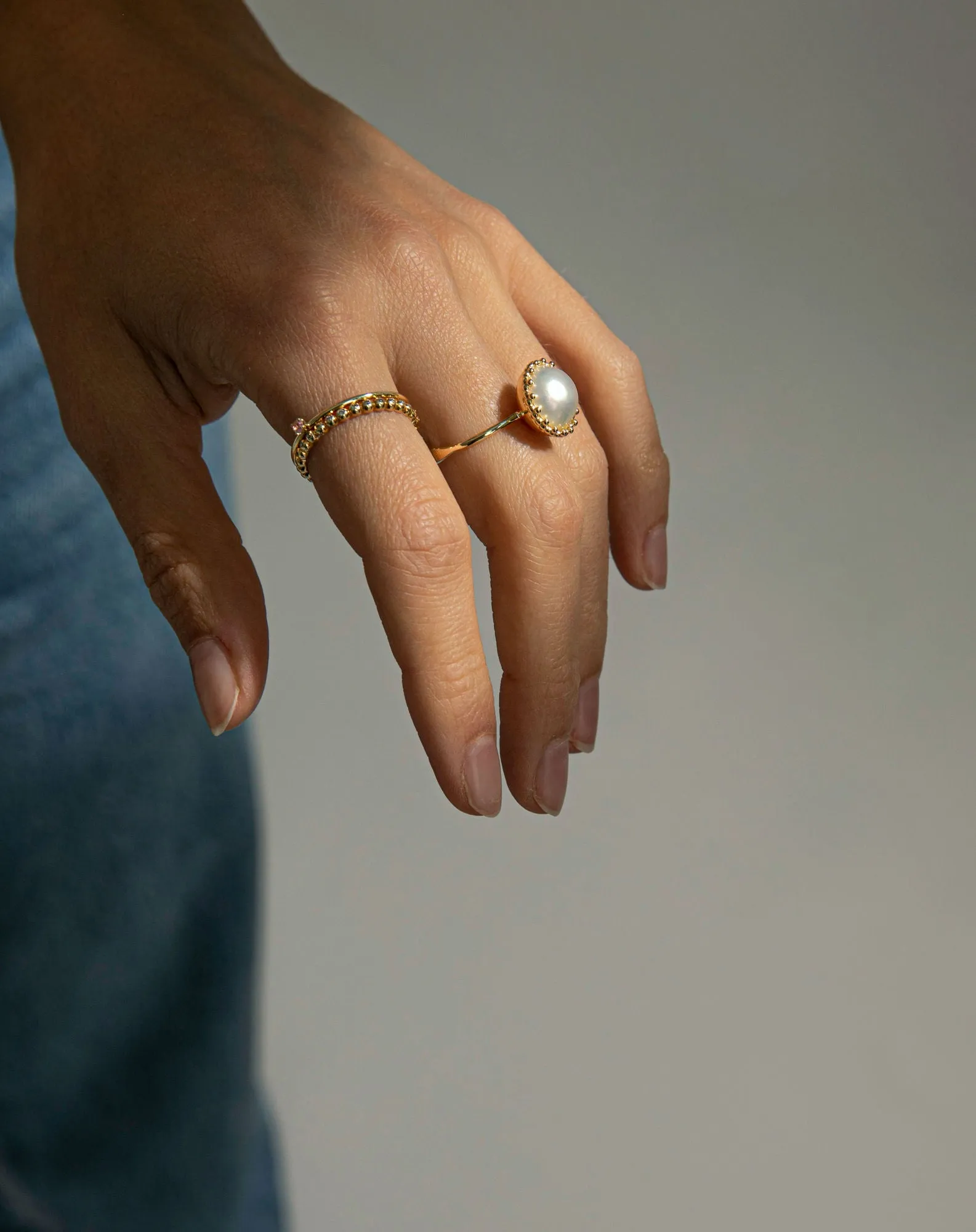 Dome 10K Gold Ring w. Pearl