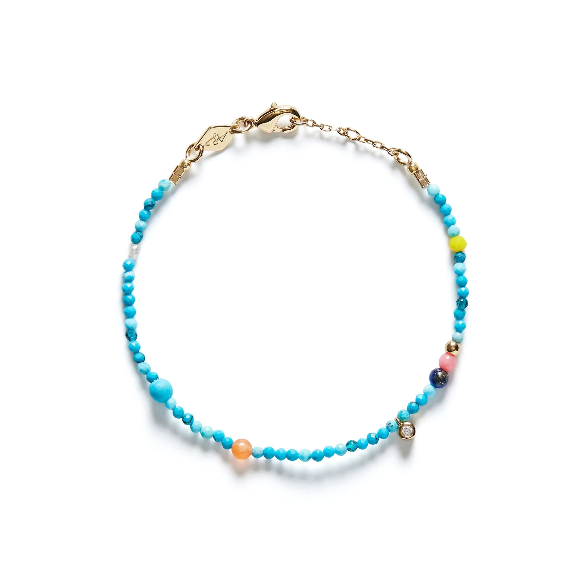 Dotty Gold Plated Bracelet w. Mixed Beads