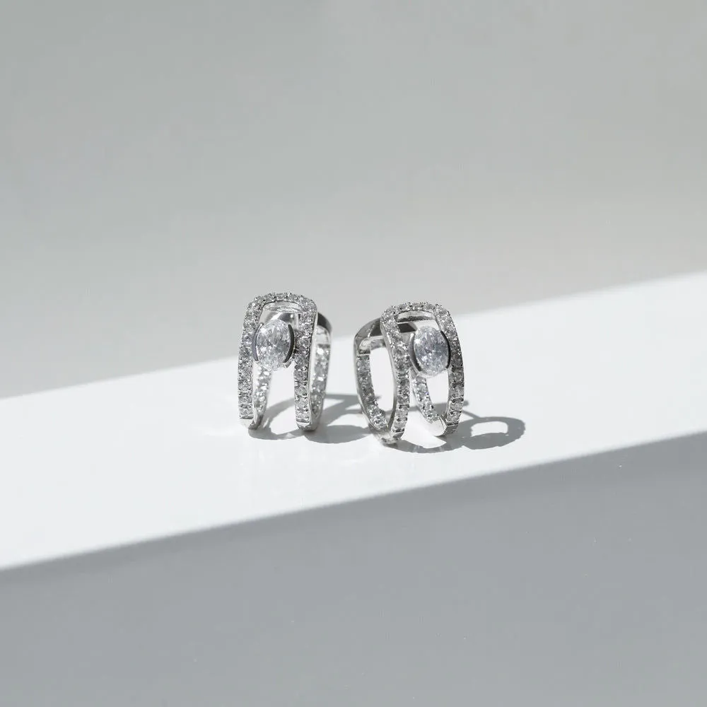 Ellisse Carezza Silver Huggies w. Zirconia