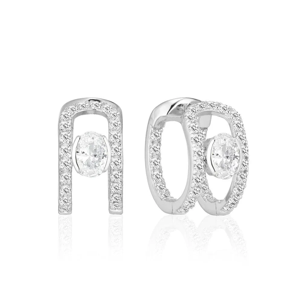 Ellisse Carezza Silver Huggies w. Zirconia