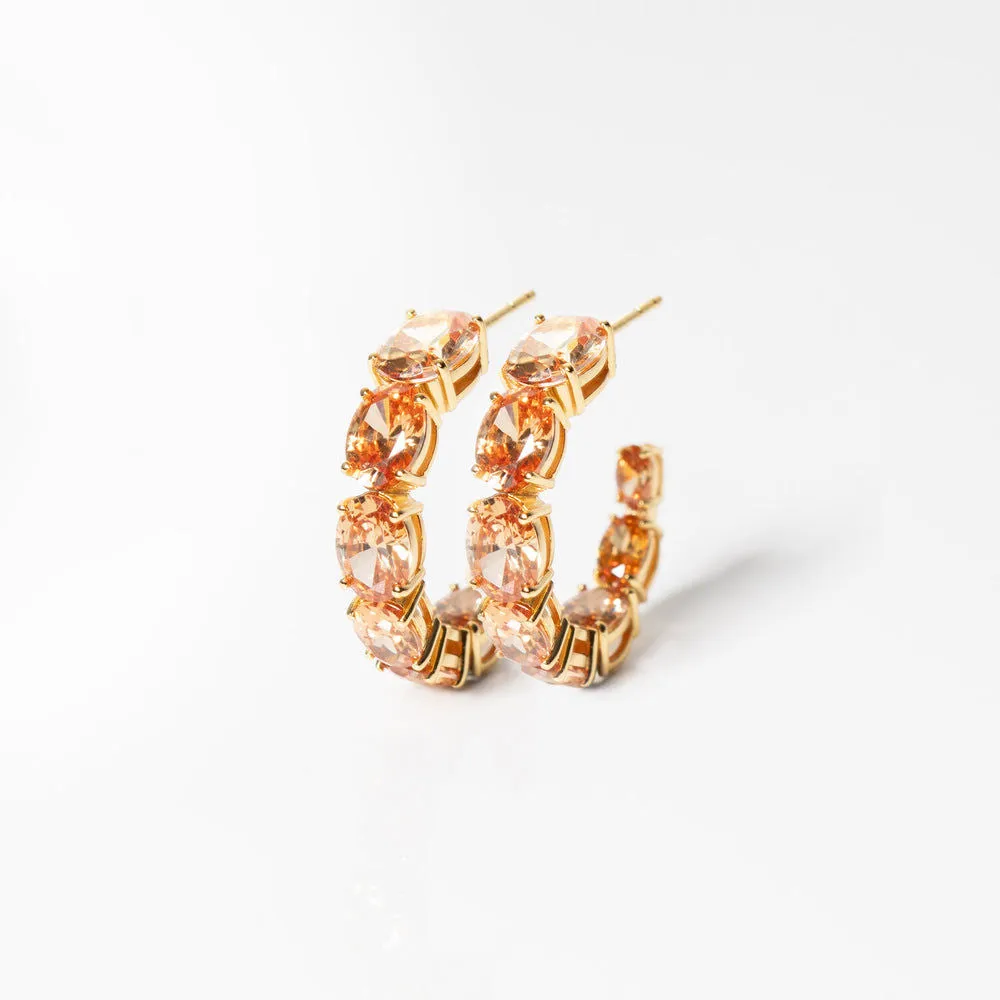 Ellisse Creolo 18K Gold Plated Hoops w. Orange Zirconia