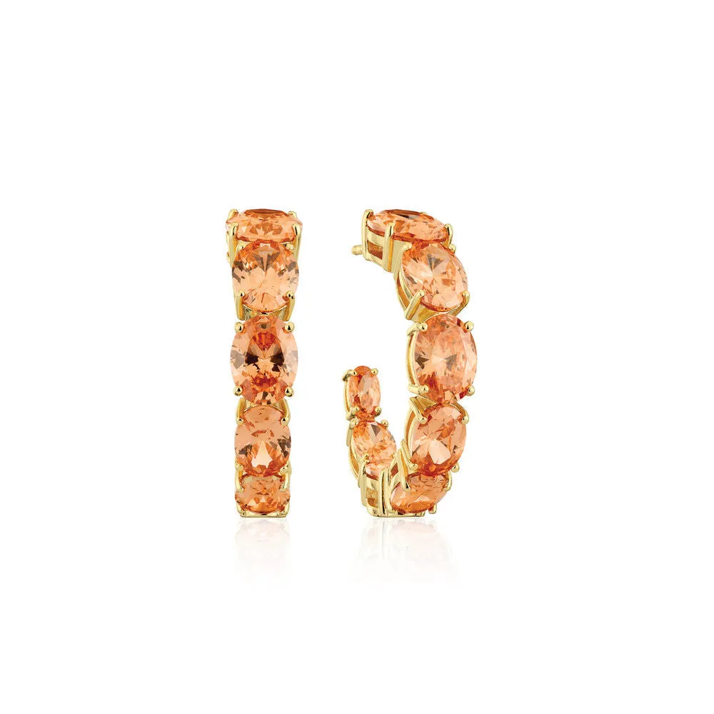 Ellisse Creolo 18K Gold Plated Hoops w. Orange Zirconia