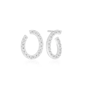 Ellisse Ovale Silver Earrings w. Zirconia