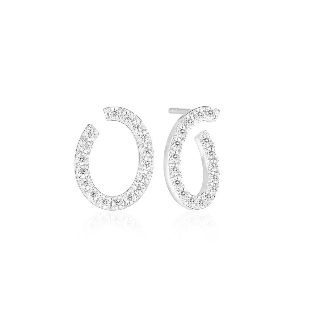 Ellisse Ovale Silver Earrings w. Zirconia