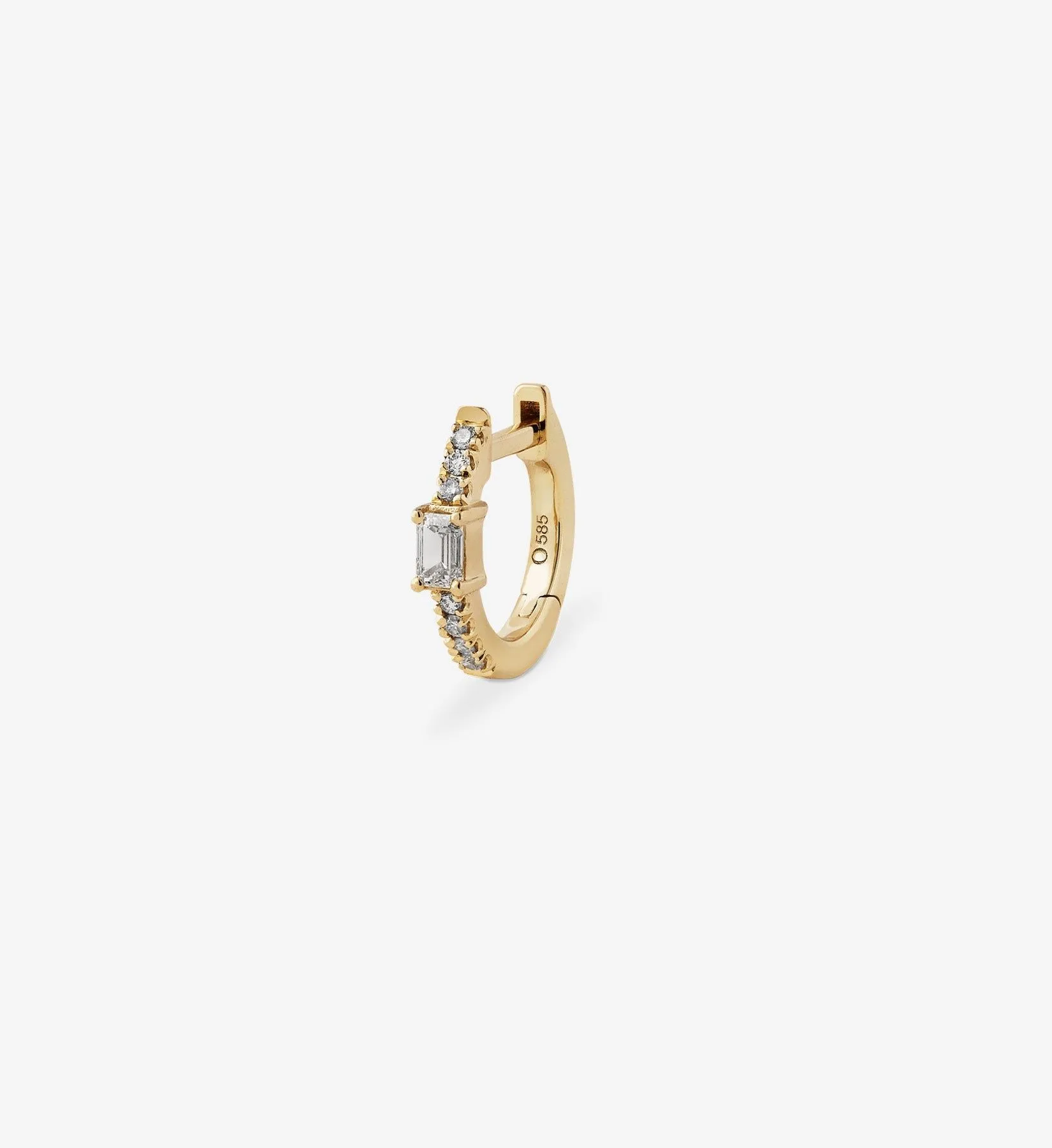 Emerald-Cut Diamond Huggie 0.14 - Single