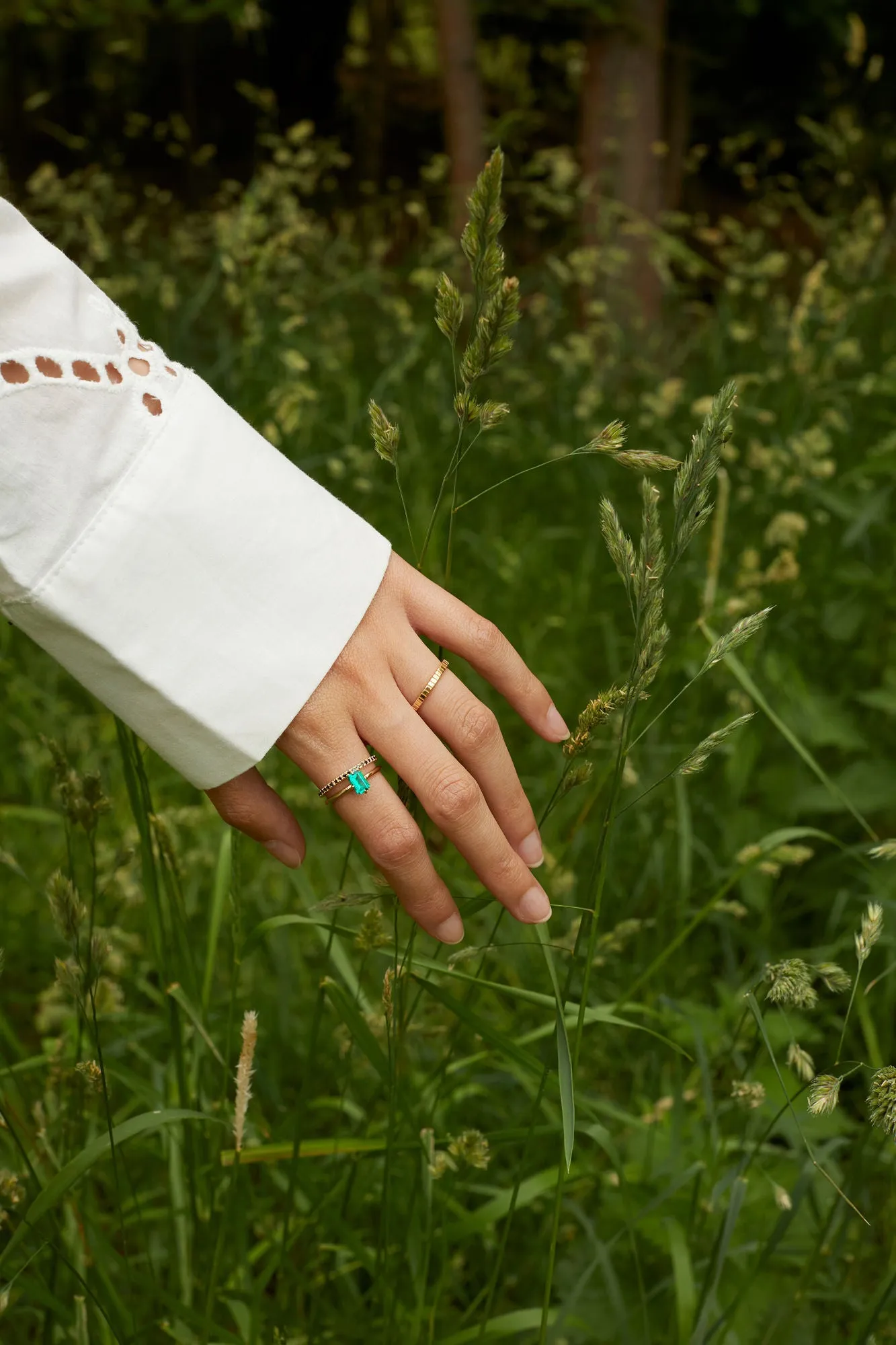 Emerald Solitaire 14K Gold Ring