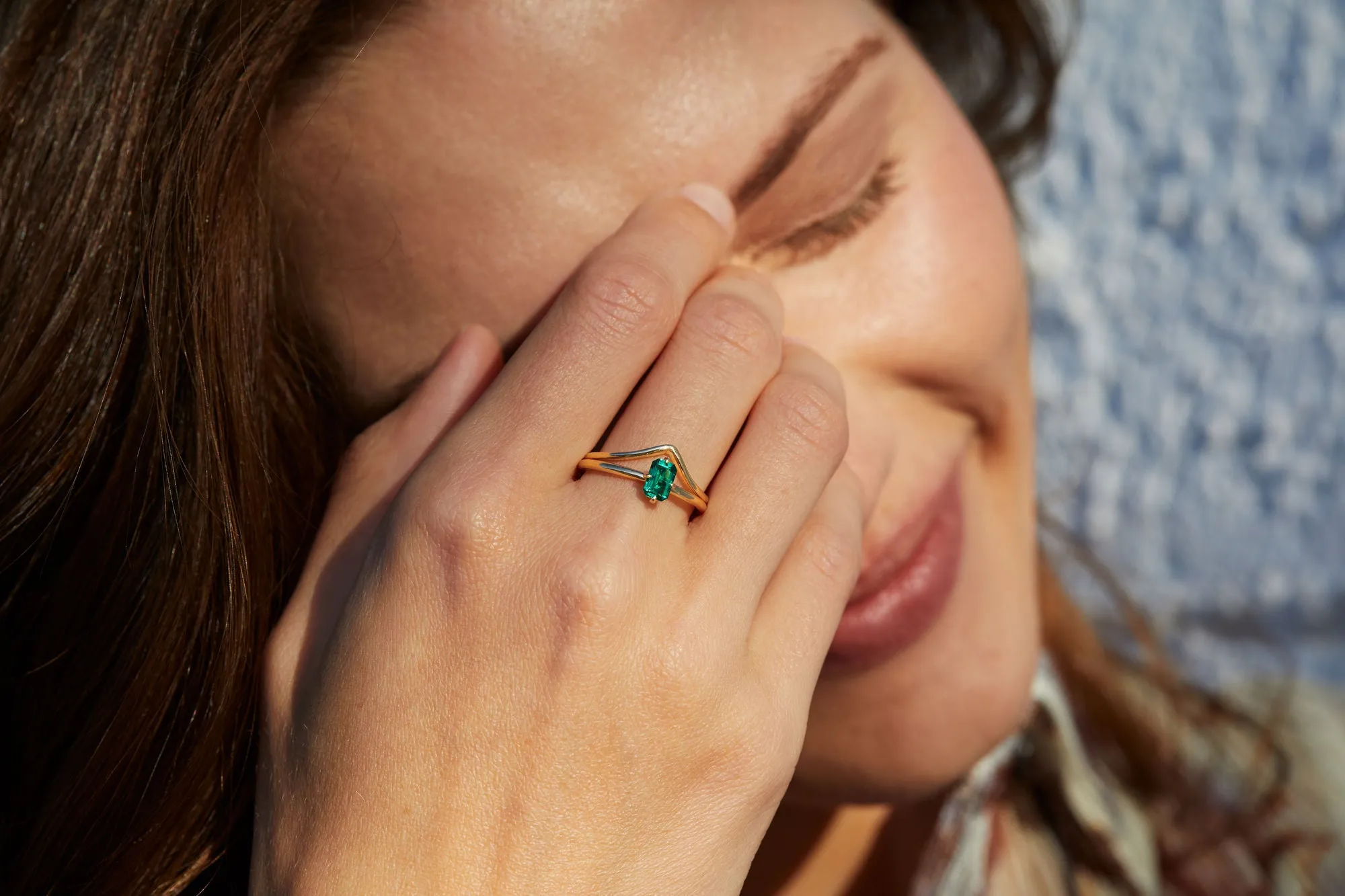 Emerald Solitaire 14K Gold Ring