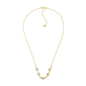 Emporio Armani Gold Plated Brass Sentimental CZ Pendant With Chain Shiels