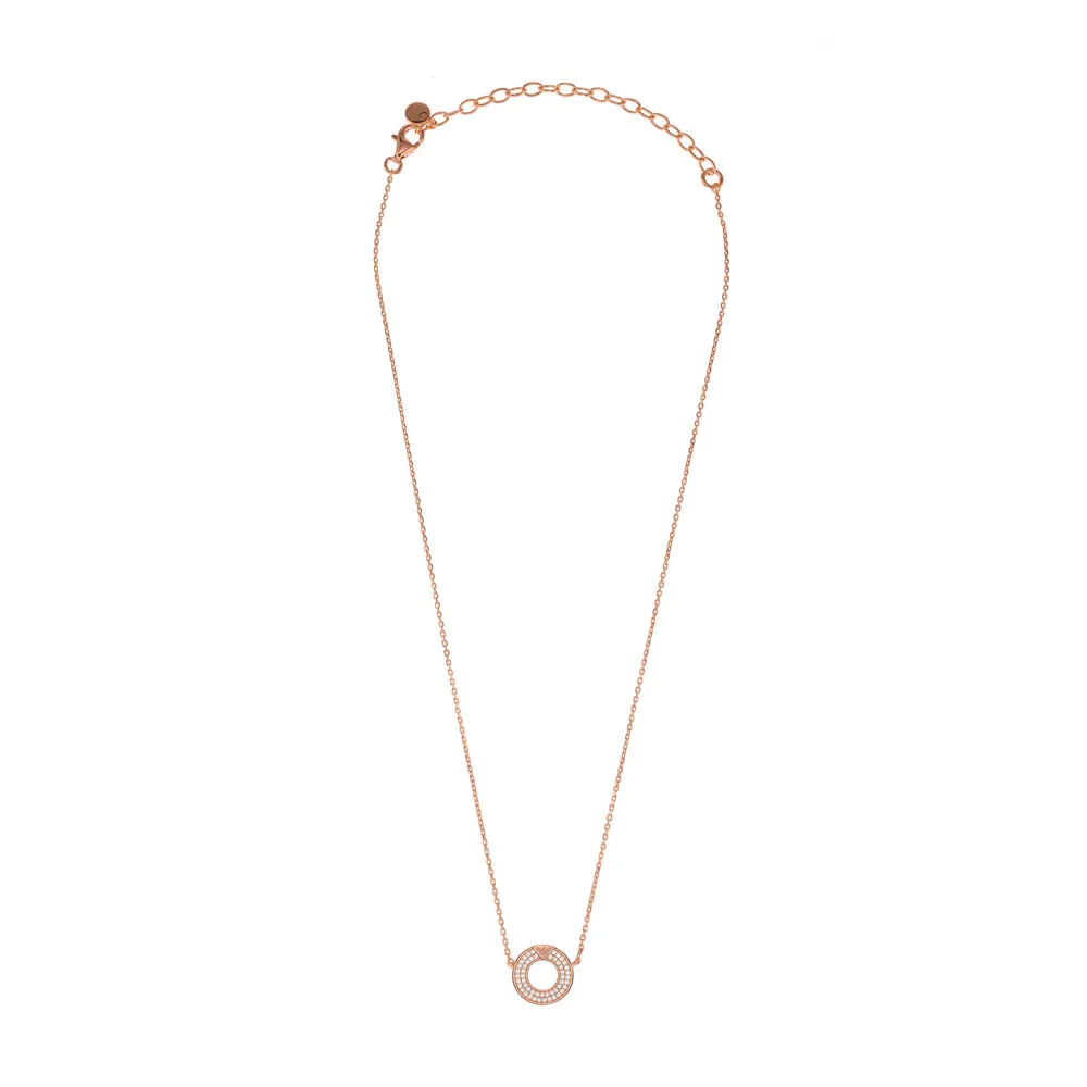 Emporio Armani Rose Gold Plated Sterling Silver Key Basics CZ Pendant On Chain Shiels