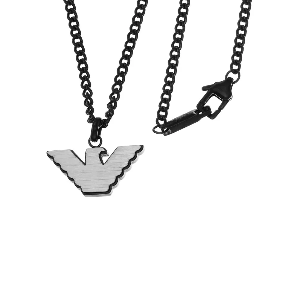 Emporio Armani Silver And Black Pendant On Chain Shiels