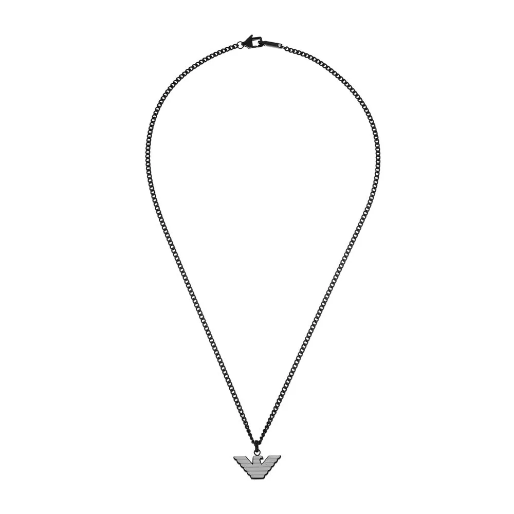 Emporio Armani Silver And Black Pendant On Chain Shiels