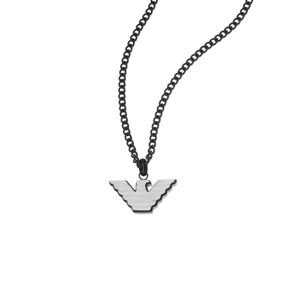 Emporio Armani Silver And Black Pendant On Chain Shiels