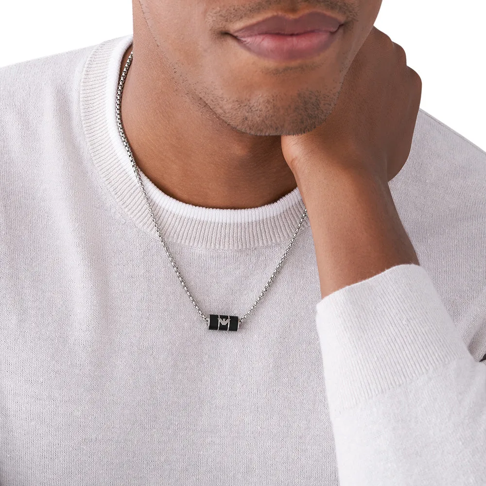 Emporio Armani Stainless Steel Black Matte Lacquer Pendant With Chain Shiels
