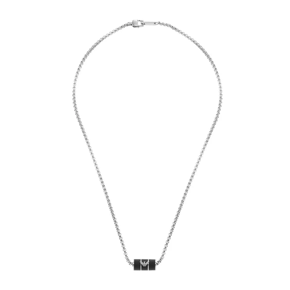 Emporio Armani Stainless Steel Black Matte Lacquer Pendant With Chain Shiels
