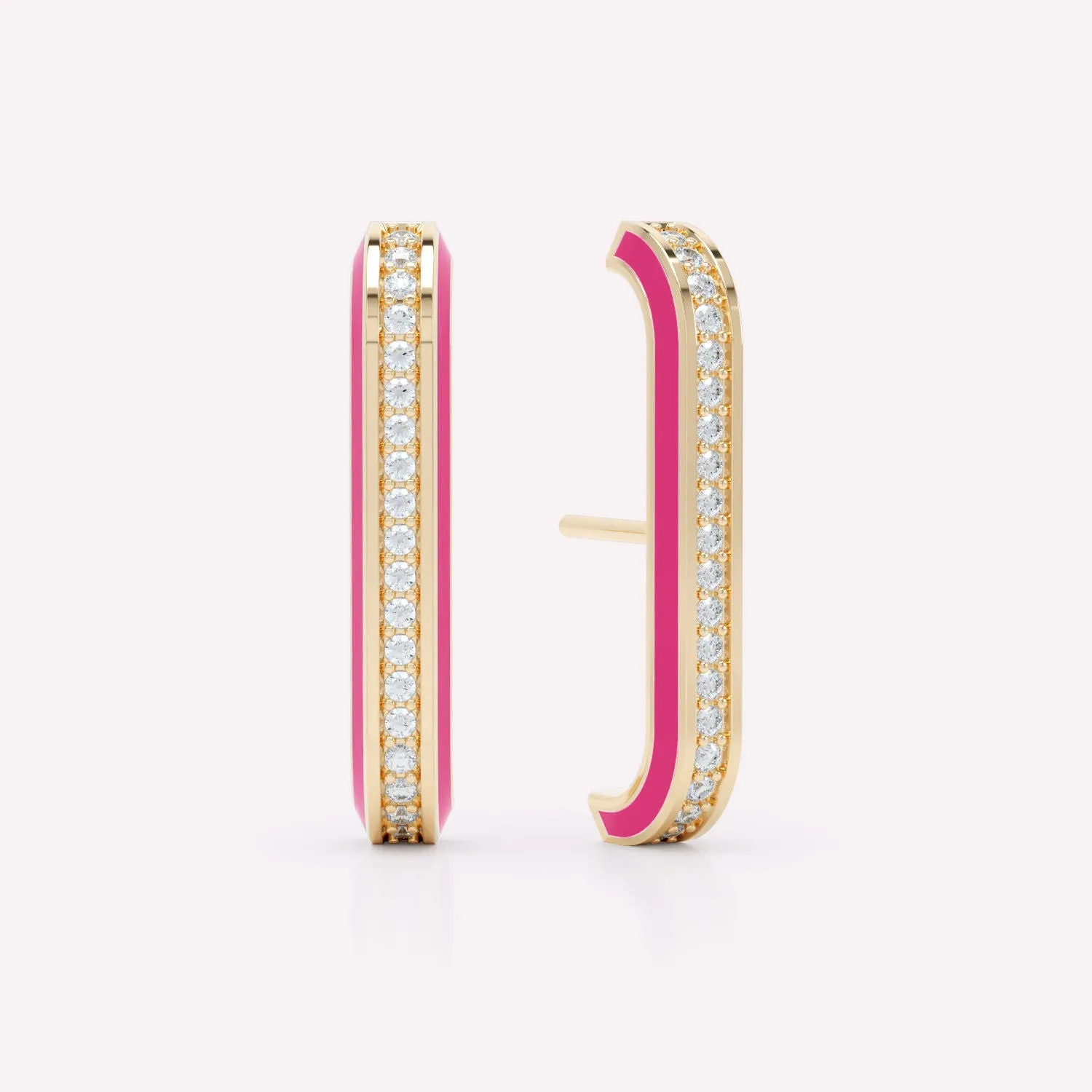 Eternity Pink 18K Gold Ear Cuffs w. Lab-Grown Diamonds