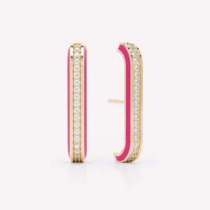 Eternity Pink 18K Gold Ear Cuffs w. Lab-Grown Diamonds