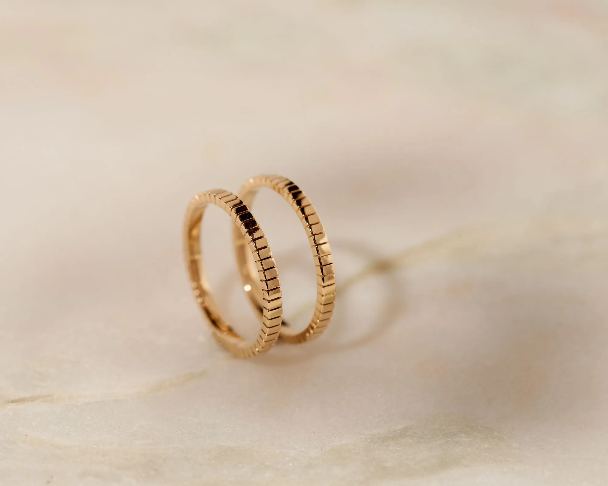 Facet 14K Gold Stacking Ring