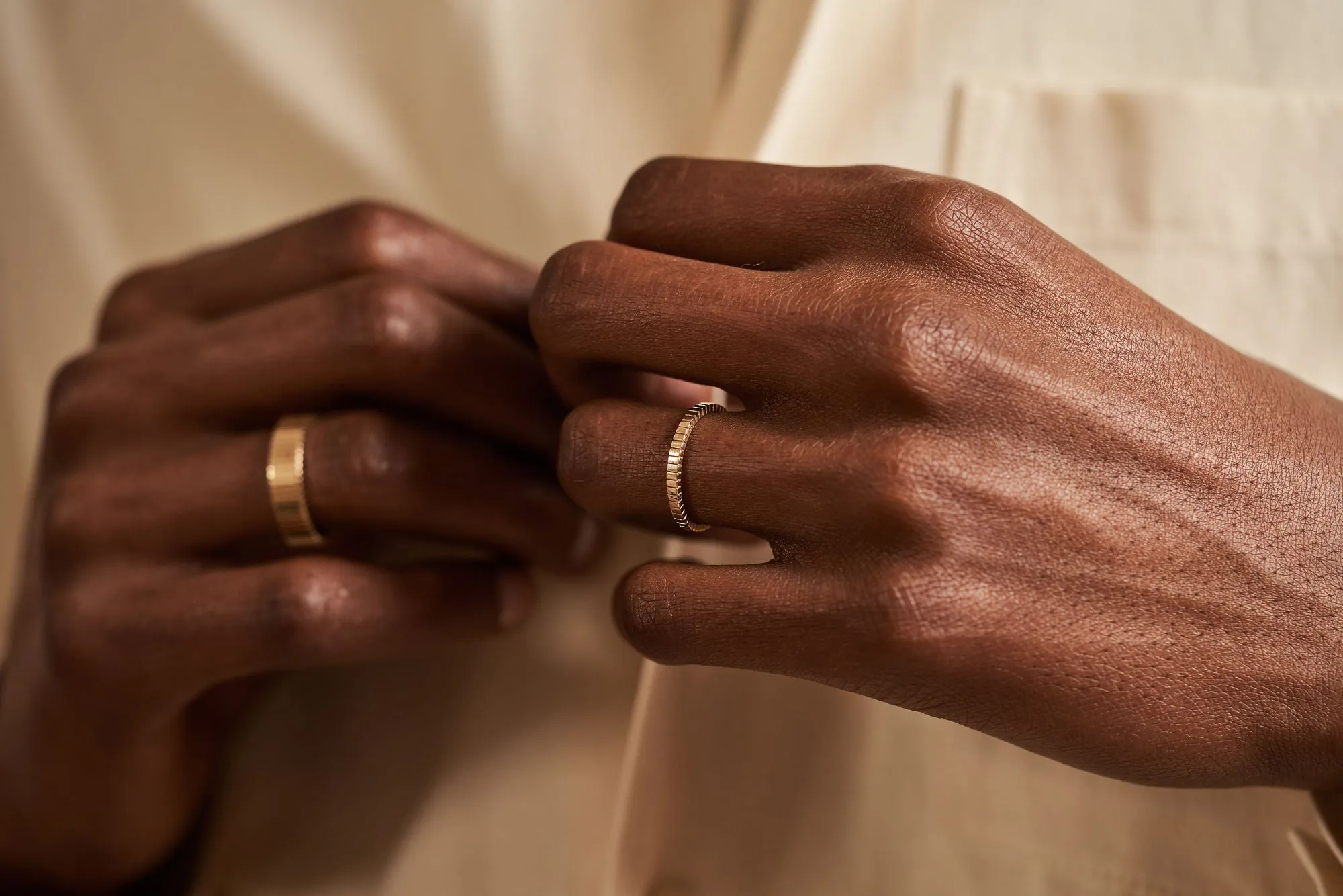 Facet 14K Gold Stacking Ring