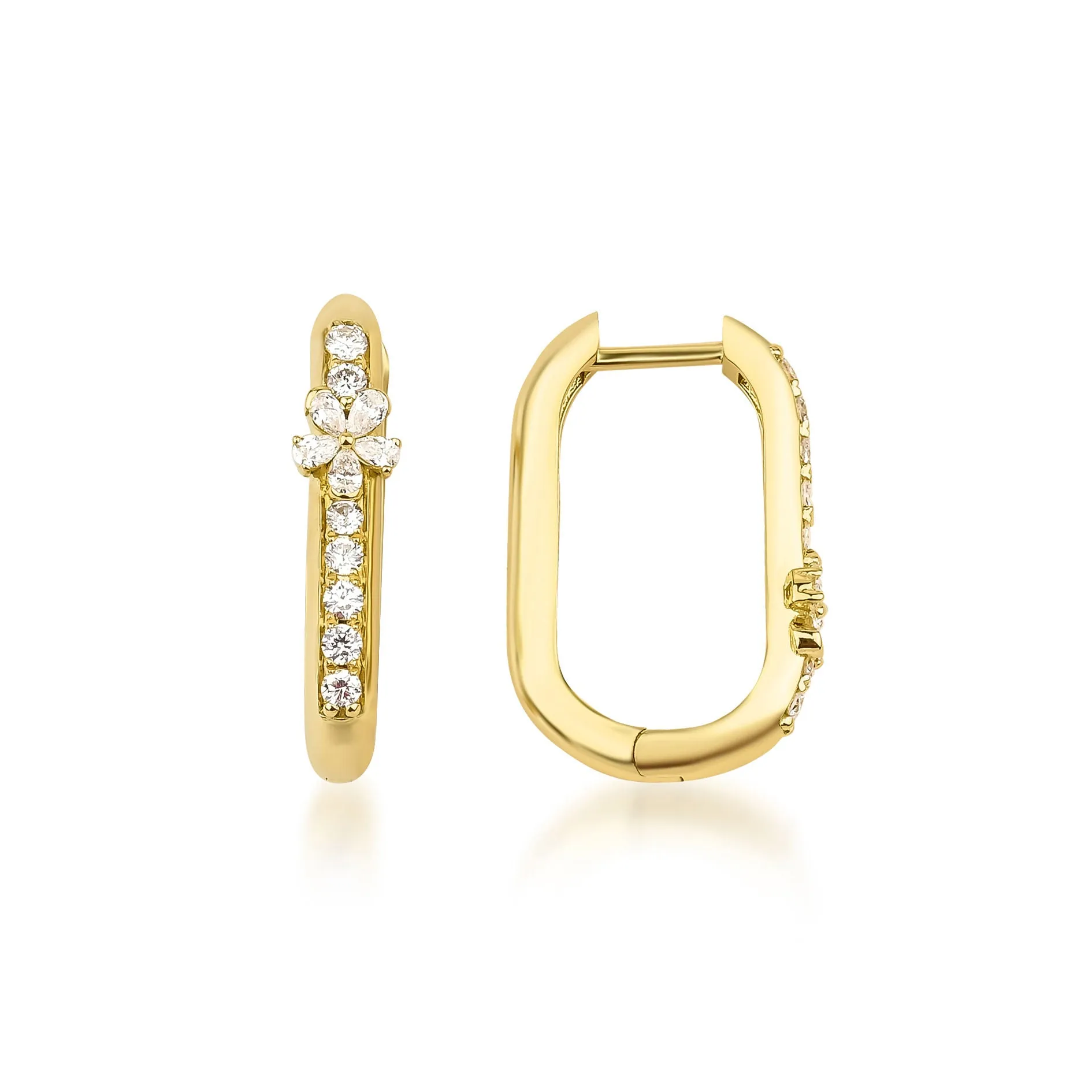 Fleur Blossom 18K Gold Hoops w. Diamonds