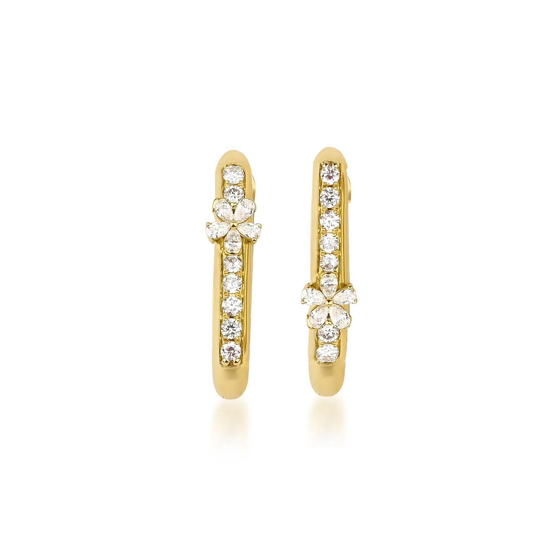 Fleur Blossom 18K Gold Hoops w. Diamonds