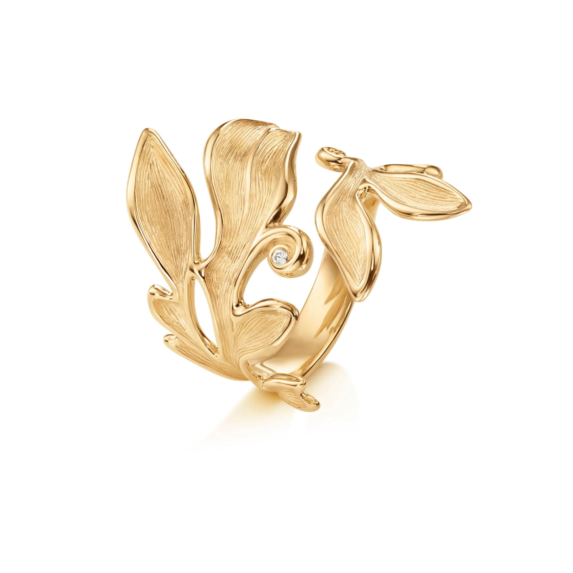 Forest Large 18K Gold Ring w. Diamond