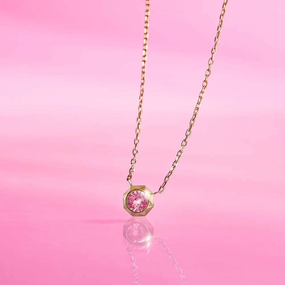 Fossil Barbie Special Edition Gold Plated Stainless Steel Pink Crystal Pendant On Chain Shiels