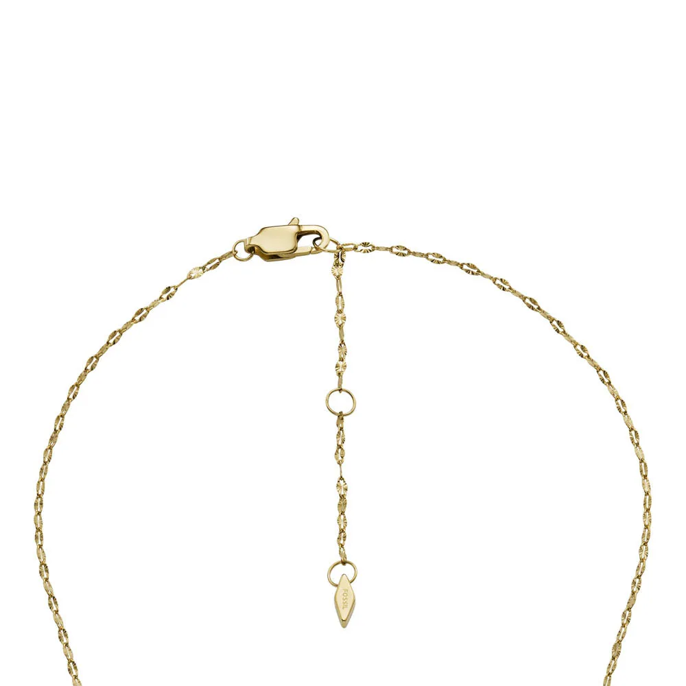 Fossil Yellow Gold Plated Stainless Steel Sadie Pendant with Chain Shiels