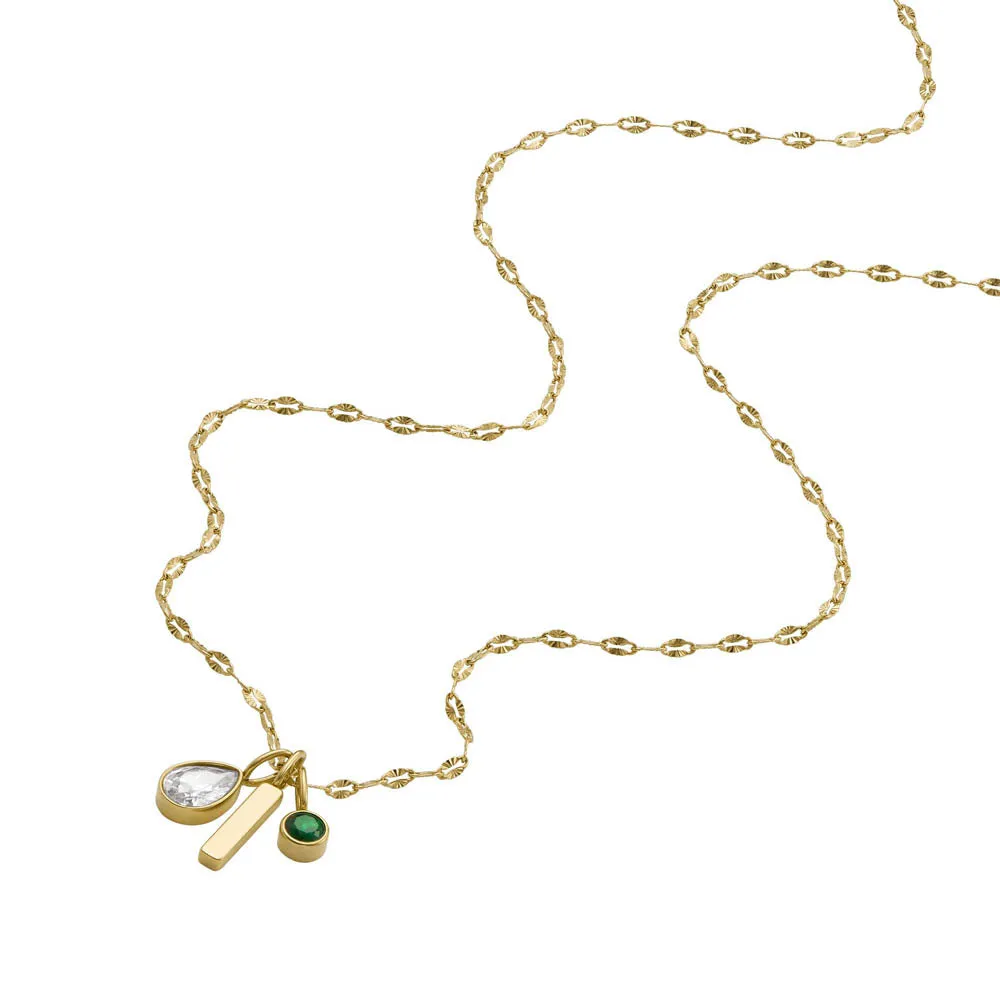 Fossil Yellow Gold Plated Stainless Steel Sadie Pendant with Chain Shiels