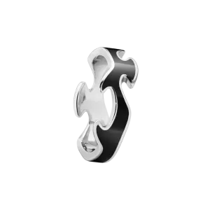 Georg Jensen Fusion 18ct White Gold Black Lacquer Centre Ring