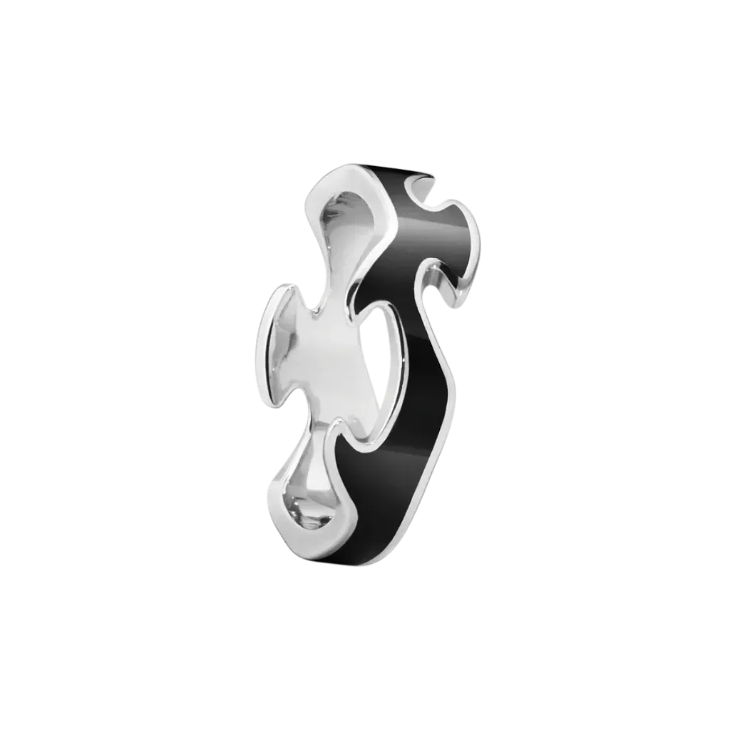 Georg Jensen Fusion 18ct White Gold Black Lacquer Centre Ring
