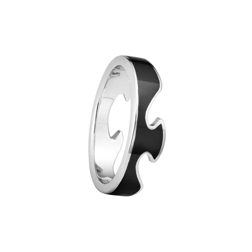 Georg Jensen Fusion 18ct White Gold Black Lacquer End Ring