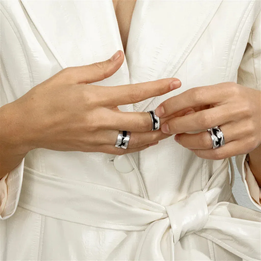 Georg Jensen Fusion 18ct White Gold Black Lacquer End Ring