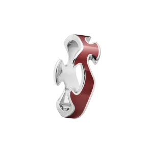 Georg Jensen Fusion 18ct White Gold Red Lacquer Centre Ring