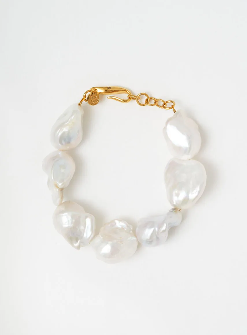 Giant pearl 14K Gold Plated Bracelet w. Pearls