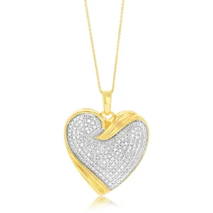 Gold Plated Sterling Silver 1 Carat Diamond Heart Pendant on 45cm Chain Shiels