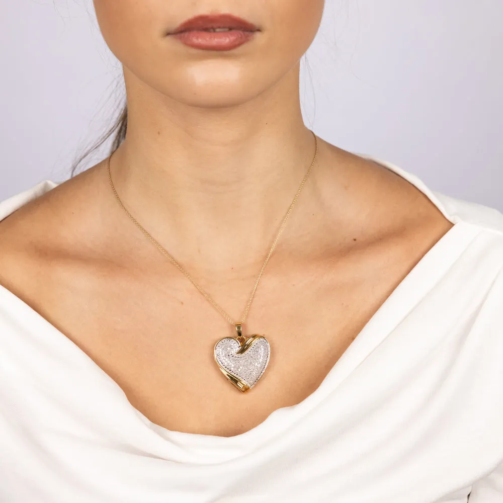 Gold Plated Sterling Silver 1 Carat Diamond Heart Pendant on 45cm Chain Shiels