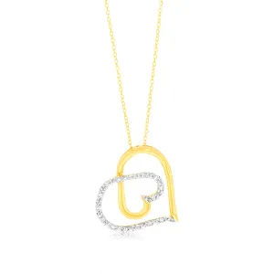 Gold Plated Sterling Silver 1/10 Carat Diamond Heart Pendant Shiels