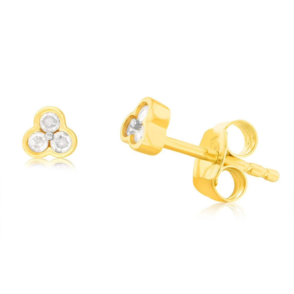 Gold Plated Sterling Silver 1/10 Carat Diamond Stud Earrings Shiels