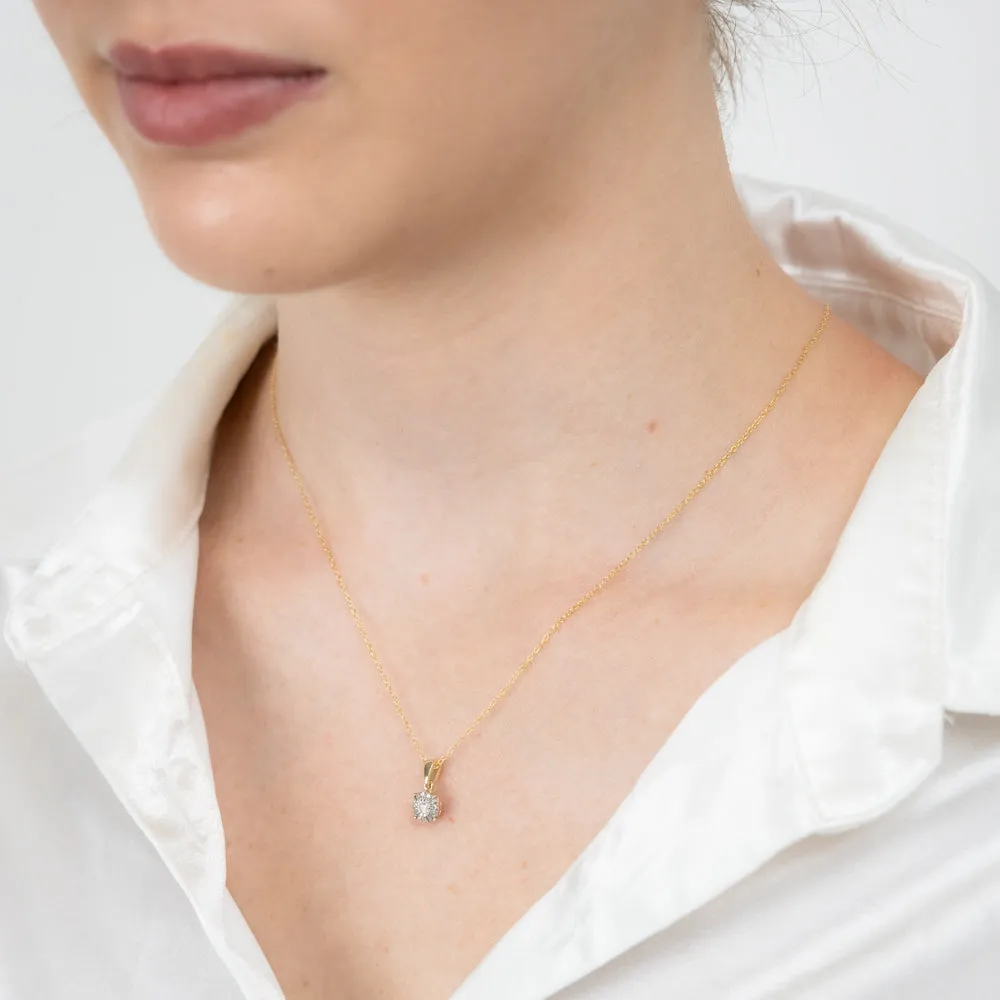 Gold Plated Sterling Silver 1/10 Carat Natural Diamond Pendant on 46cm Chain Shiels