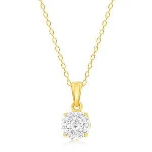 Gold Plated Sterling Silver 1/10 Carat Natural Diamond Pendant on 46cm Chain Shiels