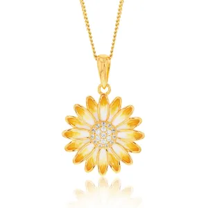 Gold Plated Sterling Silver And Enamel Sunflower Pendant Shiels