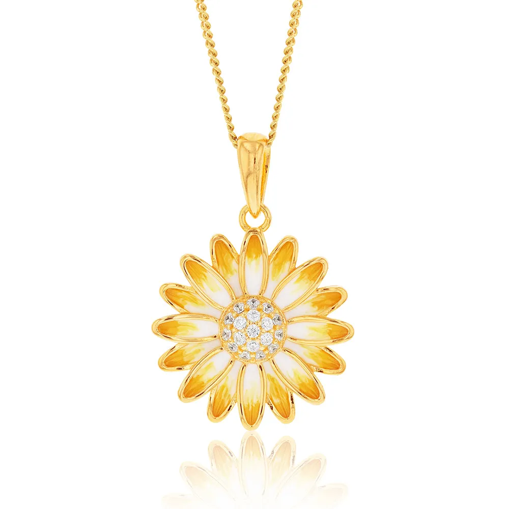 Gold Plated Sterling Silver And Enamel Sunflower Pendant Shiels