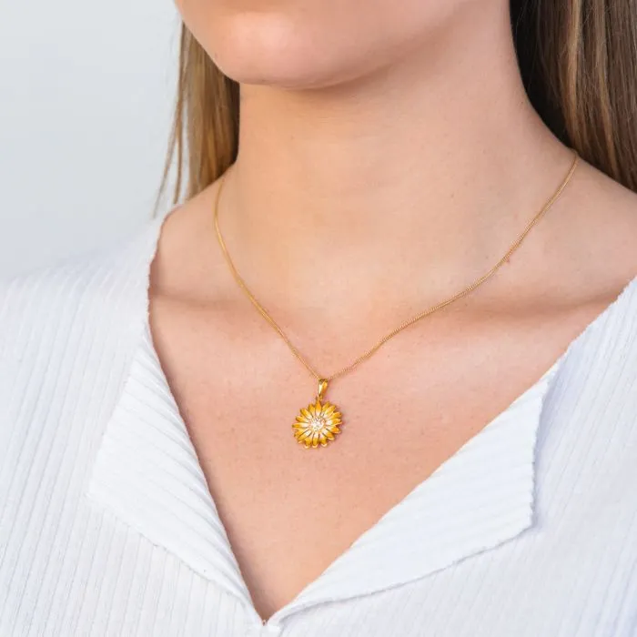 Gold Plated Sterling Silver And Enamel Sunflower Pendant Shiels