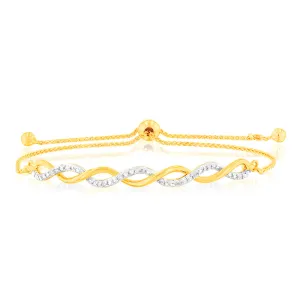 Gold Plated Sterling Silver Diamond Slider Bracelet with 12 Round Brilliant Cut Diamonds Shiels
