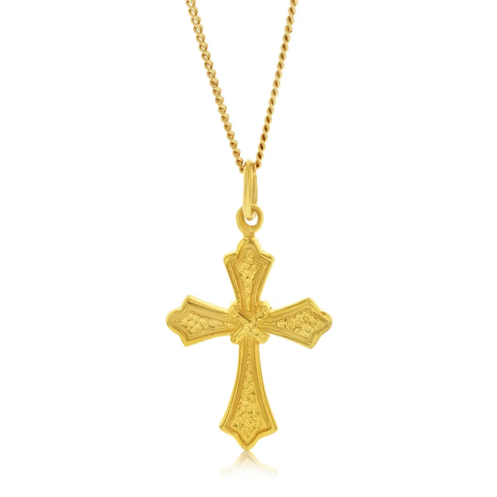 Gold Plated Sterling Silver Engraved Cross Pendant Shiels