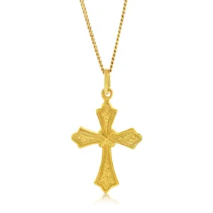 Gold Plated Sterling Silver Engraved Cross Pendant Shiels