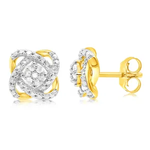 Gold Plated Sterling Silver Stud Earrings in 1/5 Carat Natural Diamonds Shiels