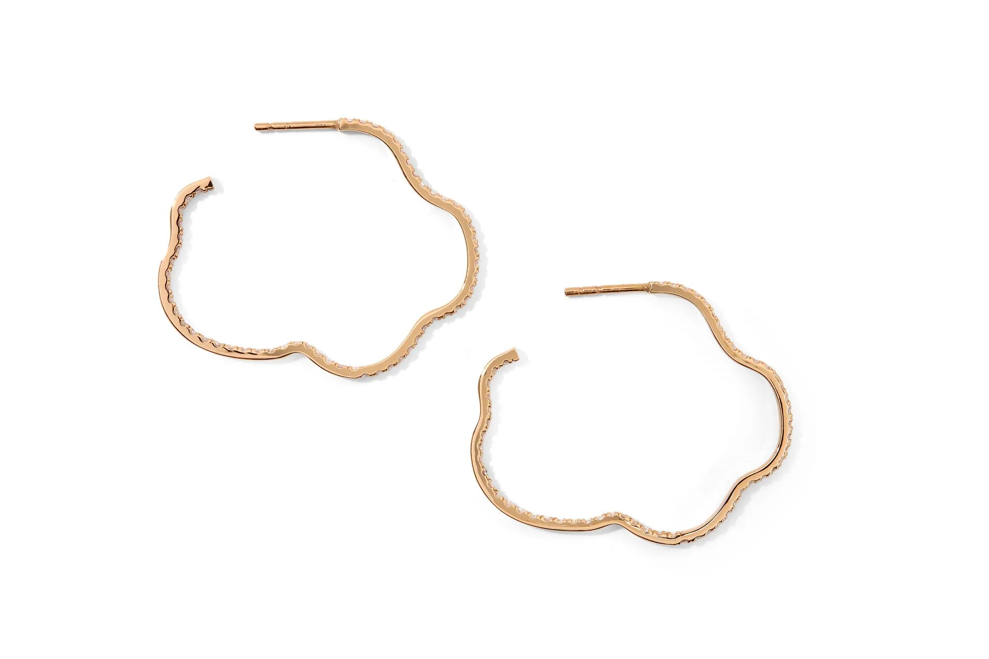 Golden Cloud 18K Rosegold Hoops w. Diamonds